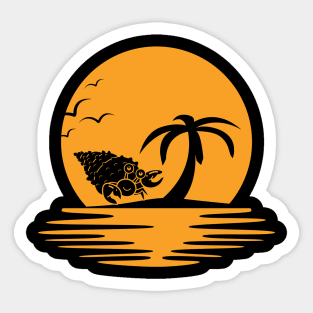 hermit crab sunset sea Sticker